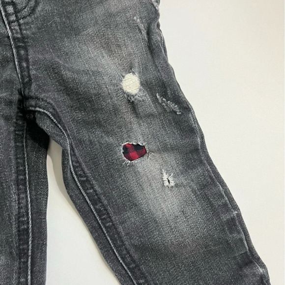 Oshkosh Genuine Kids • Distressed Black Skinny Plaid Patch Jeans - Picture 2 of 7